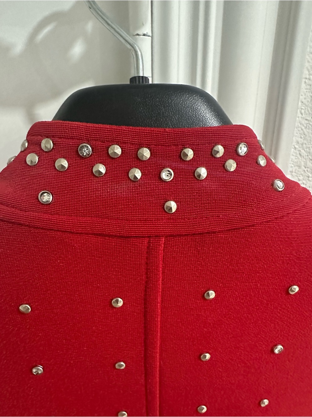 Vintage Tadashi Shoji Red Jacket with Silver Stones Medium - Picture 3 of 7